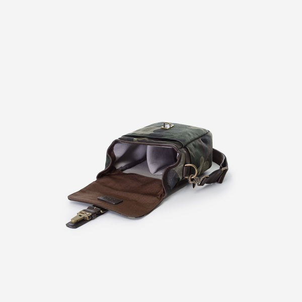 Camouflage Wax Canvas Shoulder Bag with Leather Straps