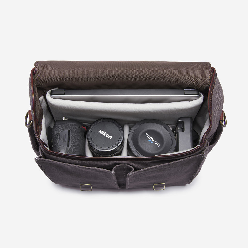 The ONA Brixton camera and laptop messenger bag